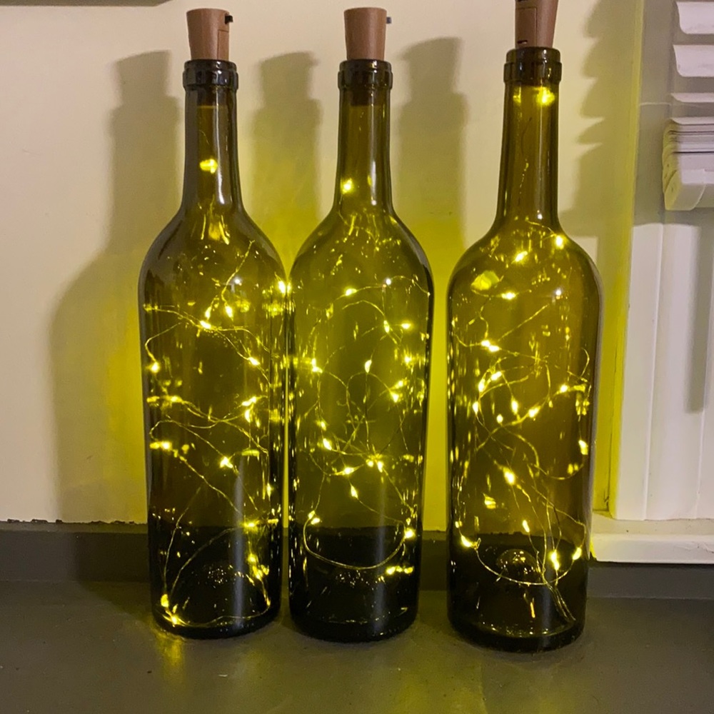 Wine bottles with lights